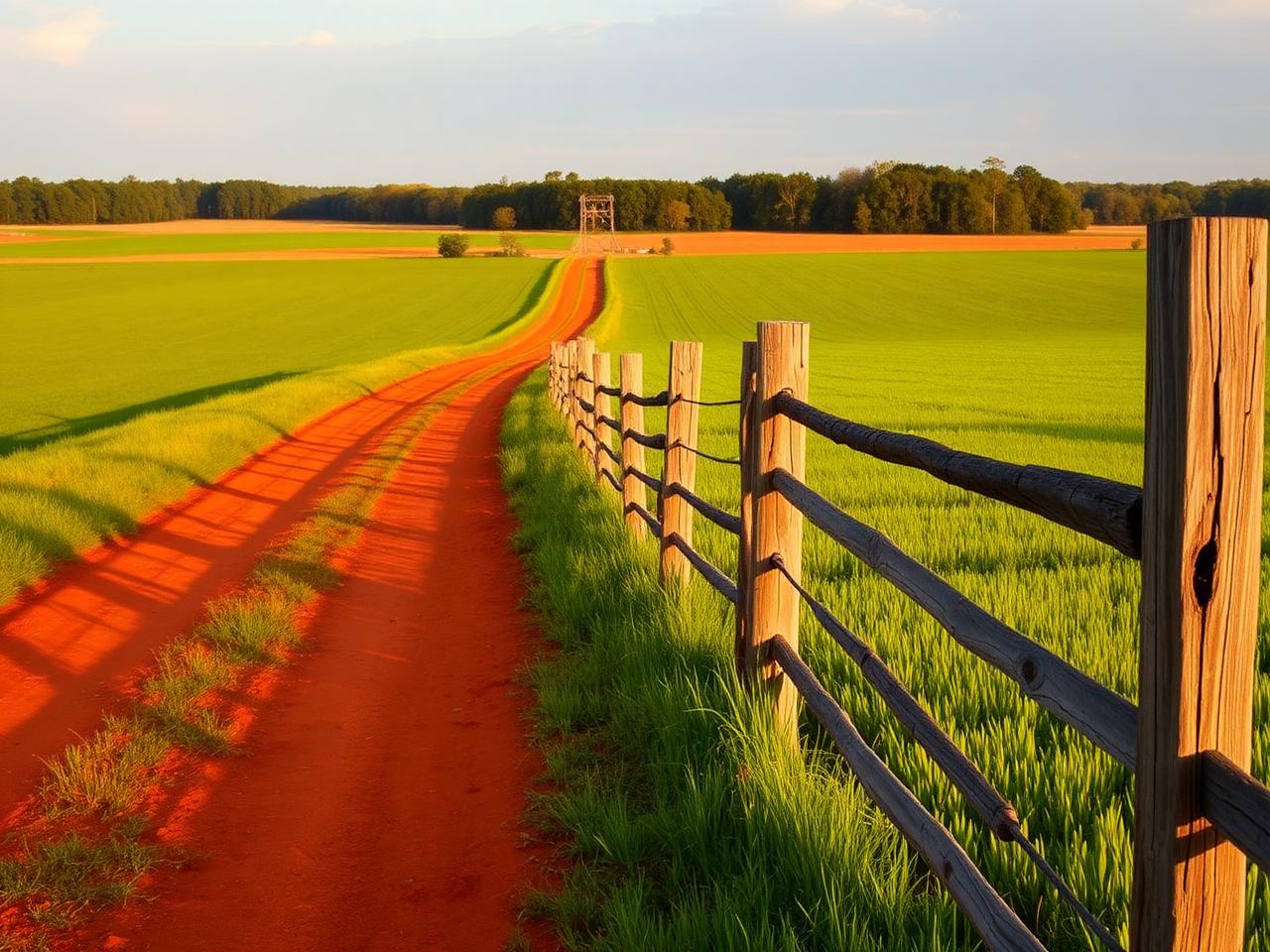 South Carolina farmland with red barn, the kind of rural property we buy